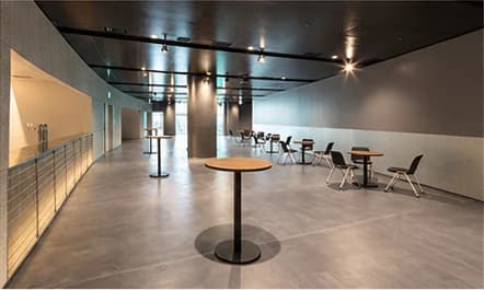 Shibuya Stream Hall foyer with tables and chairs